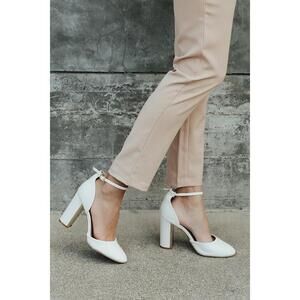 Lulus Laura Off White Ankle Strap Heels - Size 7